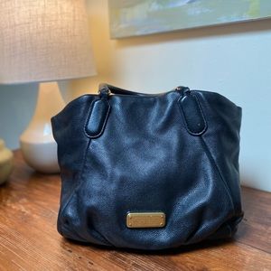 MARC JACOBS NEW Q FRAN BLACK ITALIAN LEATHER SHOULDER TOTE BAG PURSE